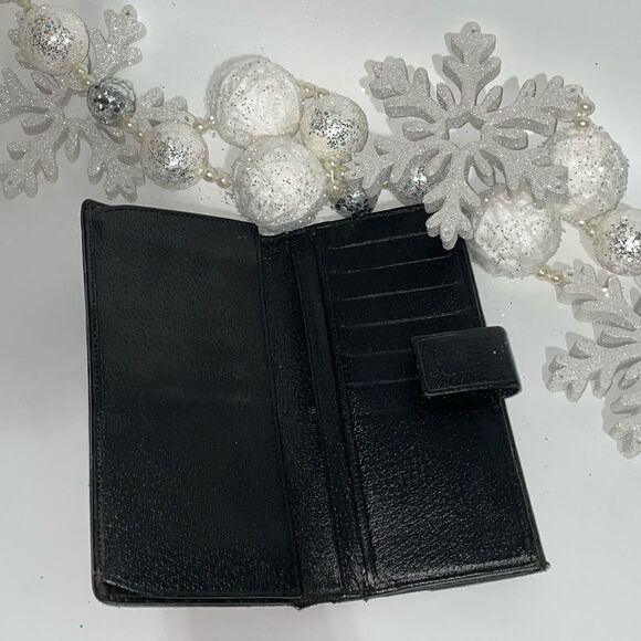 AUTHENTIC GUCCI GG LOGO CANVAS LEATHER TRIM LONG WALLET - Picture 12 of 15